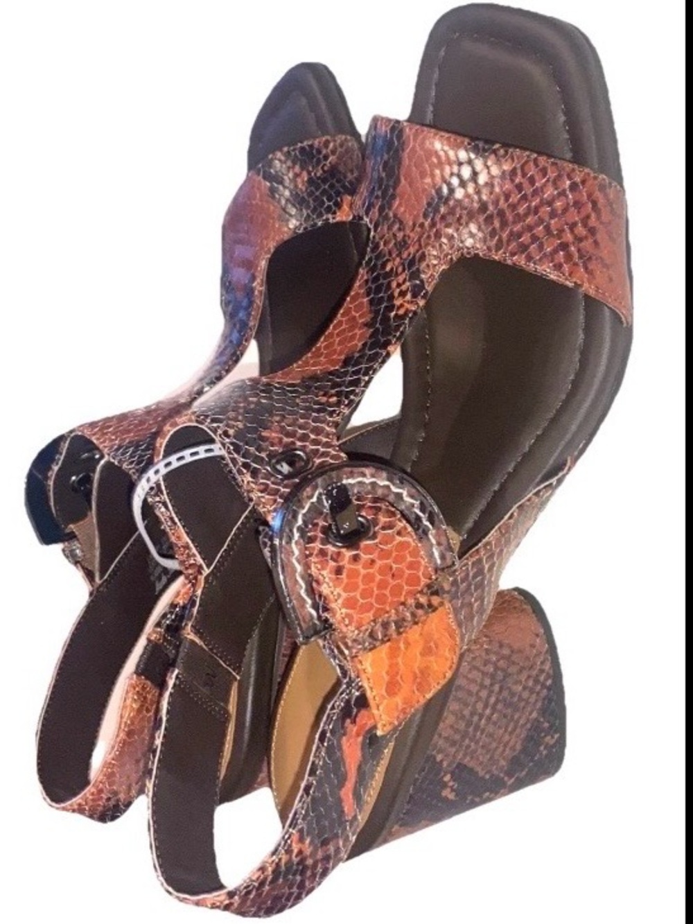 Donald Pliner Erin Snake Embossed Leather Ladies Shoes Size 9M T-Strap
